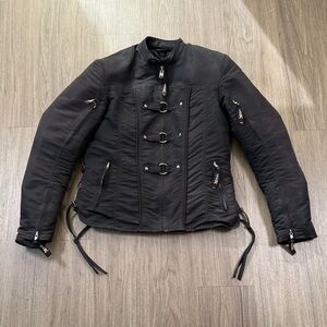 Black Women Biker’s Jacket With Shoulder & Back Armor, Size S